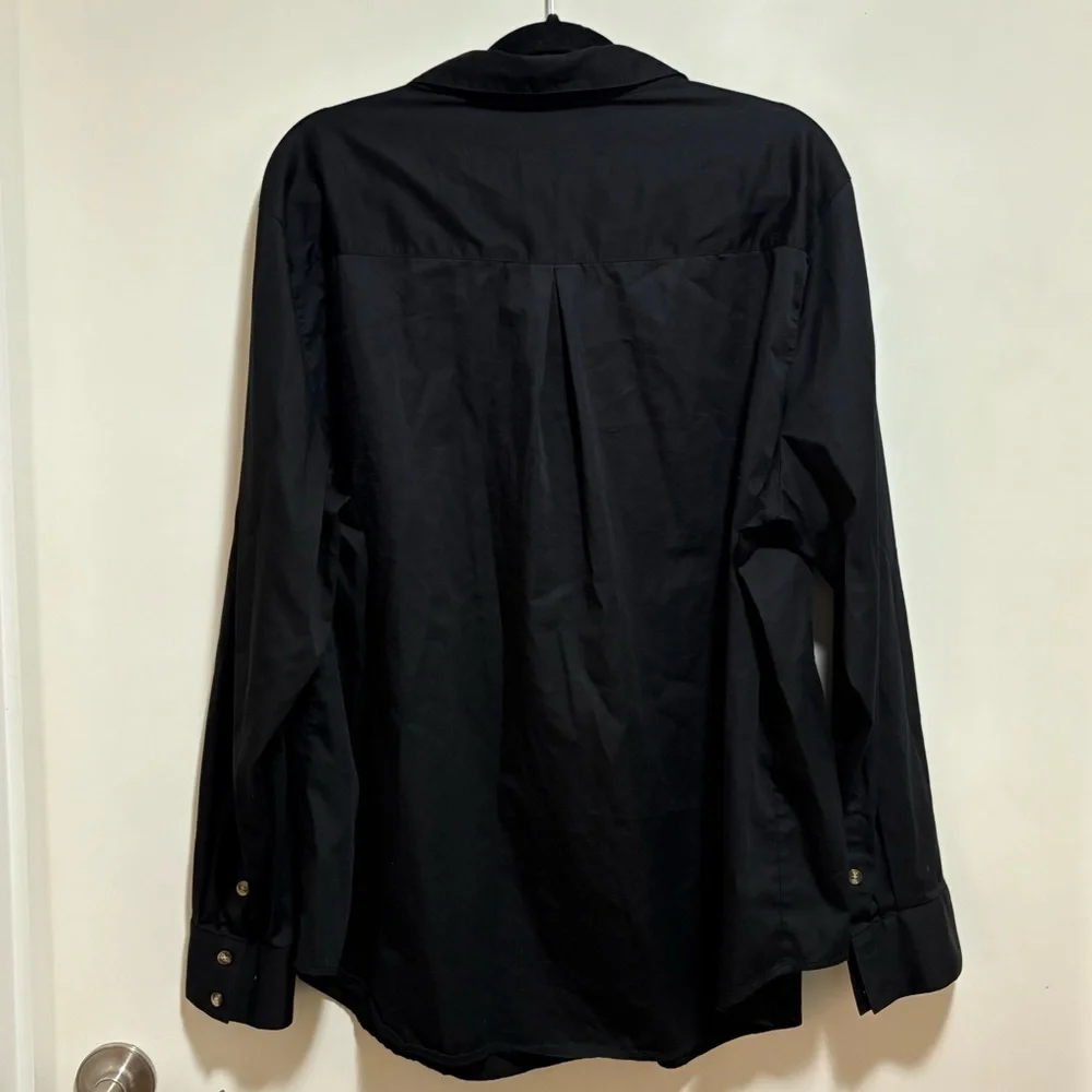 Universal Standard Black Stretch‎ Popover Shirt Minimalist Workwear XL